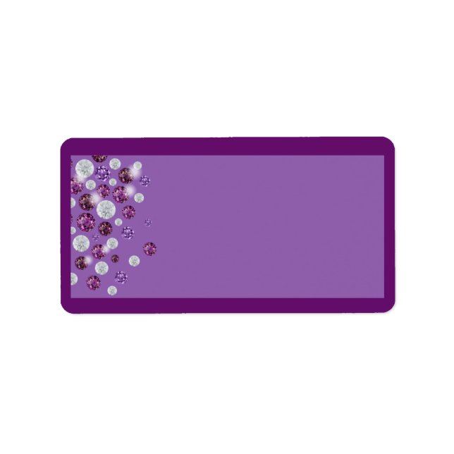 Purple White Diamond Wedding Mailing Address Label (Front)