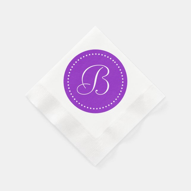 Purple/White Dot Monogram Napkin (Corner)