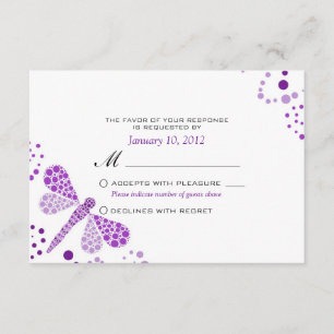 Purple White Dragonfly Pointillism Custom RSVP