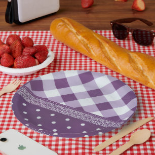 Purple White Eclectic Art Paper Plates