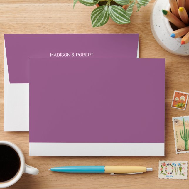 Purple White Elegant Personalised Envelope (Desk)