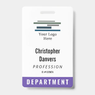Purple White Employee ID Large Logo Badge
