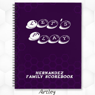 Purple White Family Name Board Game Scorebook Notebook