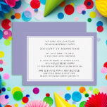 Purple White Fiver 5 Dollar Birthday Party   Enclosure Card<br><div class="desc">Purple and white child's Fiver (5 dollar) birthday party invitation enclosure. A Fiver birthday is a new trend in birthday parties for children. Fiver parties can teach children the value of money while allowing birthday party guests to come and enjoy the party without having to spend countless hours searching for...</div>