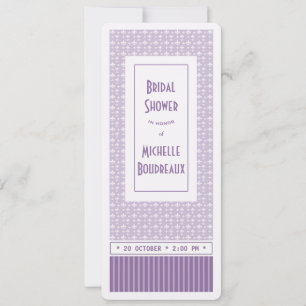 Purple White Fleur de Lis Ticket Bridal Shower Invitation