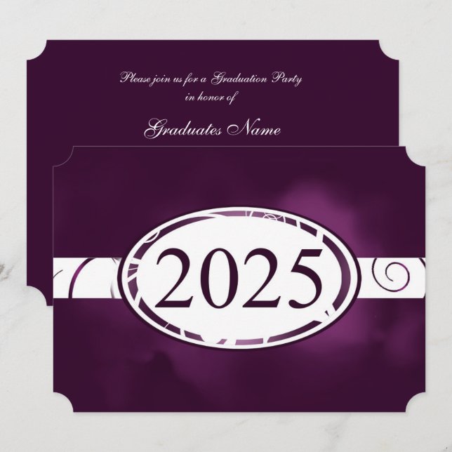 Purple & White Floral Button 2025 Graduation Party Invitation (Front/Back)