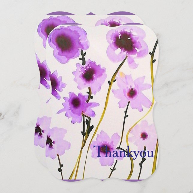 Purple white Floral elegant bridal shower Invitation (Front/Back)