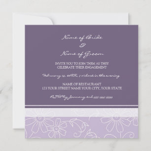 Purple White Floral Engagement Party Invitations