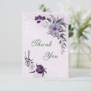 purple & white floral greenery  thank you card