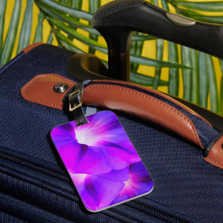 Purple White Floral Luggage Tag