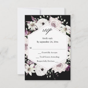 Purple & White Floral no Meal RSVP VER - Black
