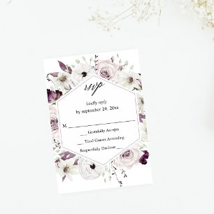 Purple & White Floral no Meal RSVP VER Card