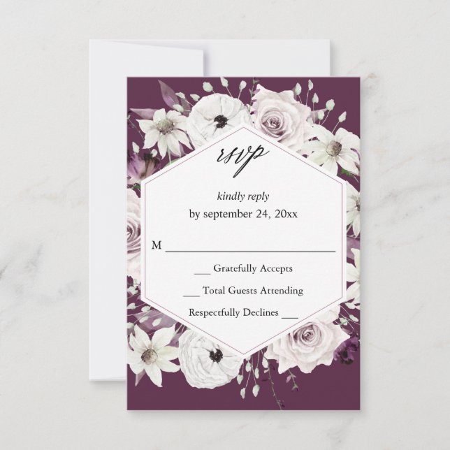 Purple & White Floral no Meal RSVP VER - Purple (Front)