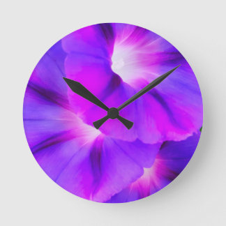 Purple White Floral Round Clock