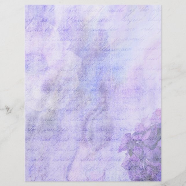 Purple & White Floral Scrapbook Paper (Front)