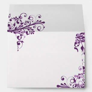 Purple White Floral Wedding A7 Envelopes