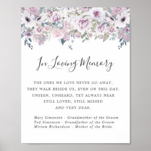 Purple White Floral Wedding Memorial Sign