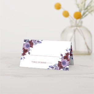 Purple & White Floral Wedding Place Cards