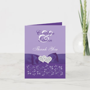 Purple, White Floral Wedding Thank You Card