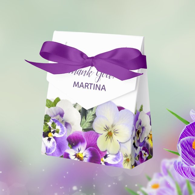 Purple white florals birthday name Thank You Favour Box (Creator Uploaded)