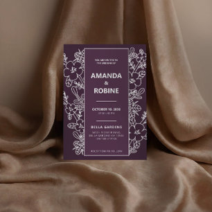 Purple White Flower Elegant Wedding Invitation