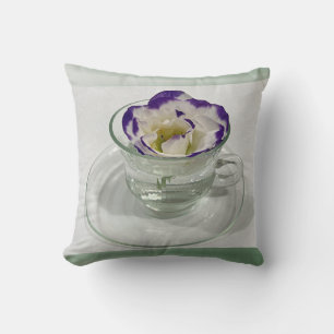Purple white flower in a cup cushion