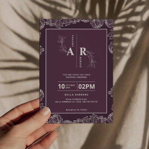 Purple White Flower Wedding Invitation