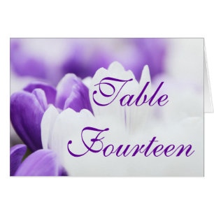Purple & White Flower - Wedding Table Number Cards
