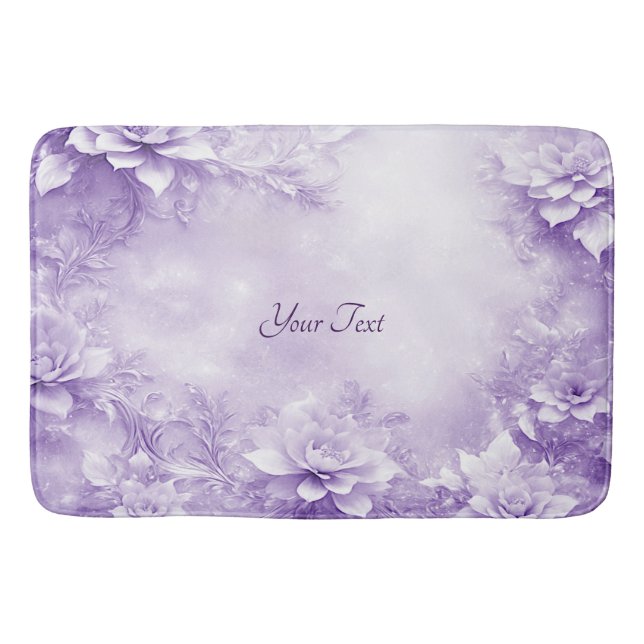 Purple White Flowers Bath Mat (Front)