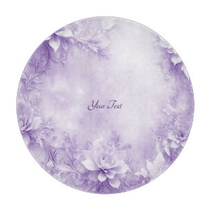 Purple White Flowers Cutting Board