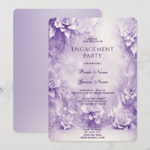 Purple White Flowers Engagement Invitation