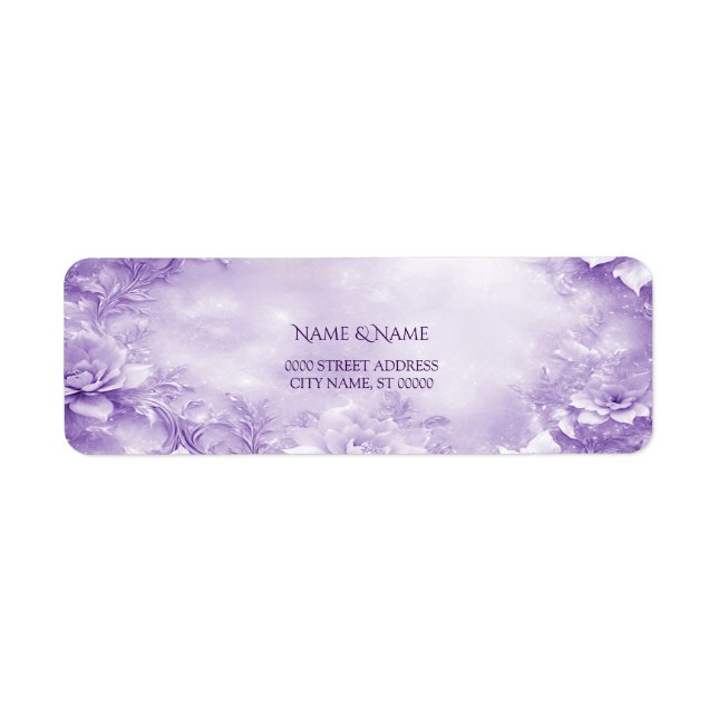 Purple White Flowers Return Address Label (Front)