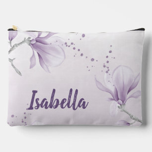 purple white flowers romantic accessory pouch