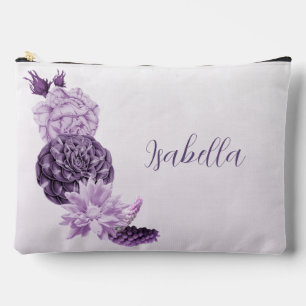 purple white flowers romantic accessory pouch