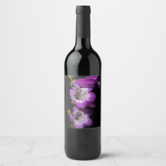 Purple White Flowers Wine Lable Wine Label
