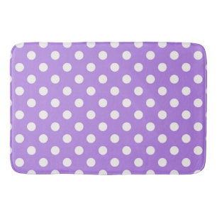 Purple & White Fun Polka Dots Dot Bath Mat