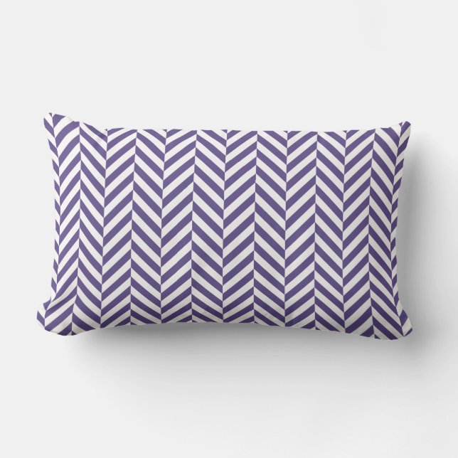 Purple White Geometric Herringbone Pattern Lumbar Cushion (Front)