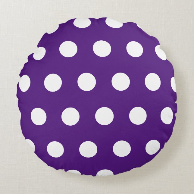 Purple White Geometric Polka Dots      Round Cushion (Front)