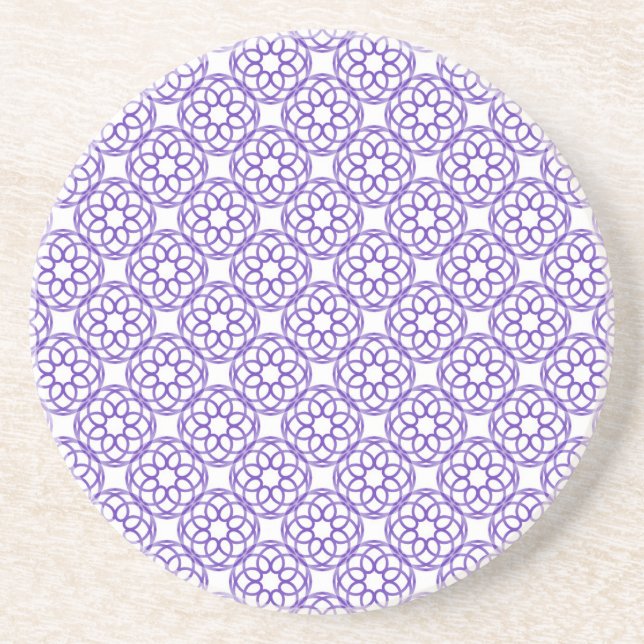 Purple White Geometric Seamless Pattern Coaster (Front)