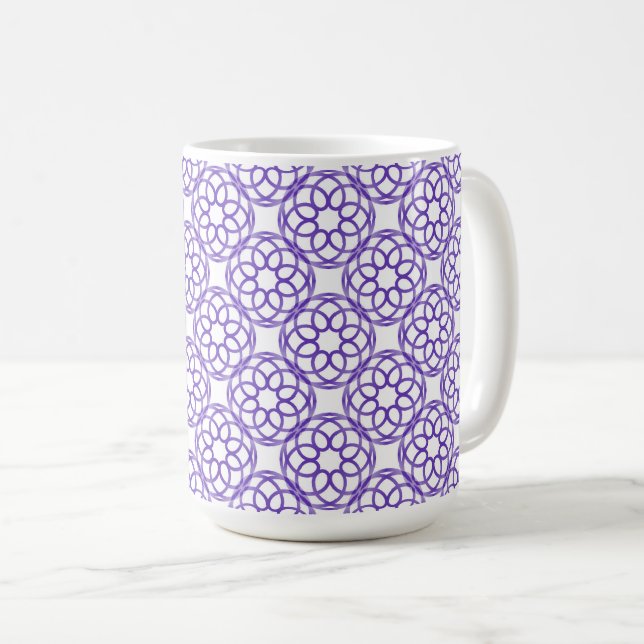 Purple White Geometric Seamless Pattern Coffee Mug (Front Right)