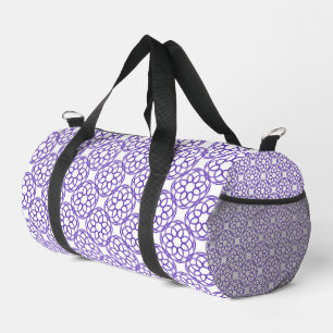 Purple White Geometric Seamless Pattern Duffle Bag