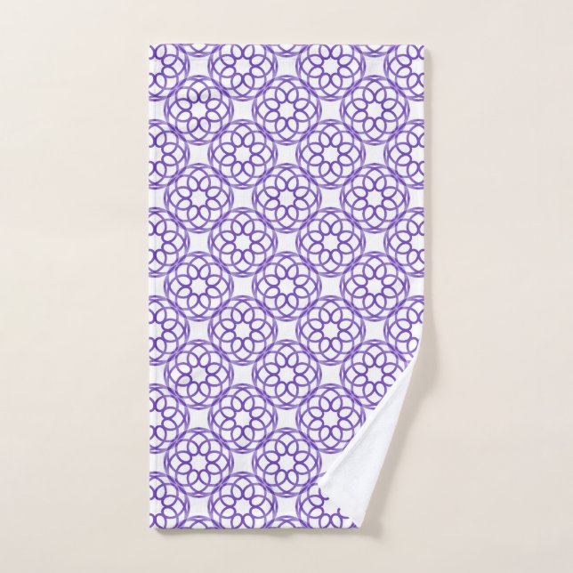 Purple White Geometric Seamless Pattern Hand Towel (Hand Towel)