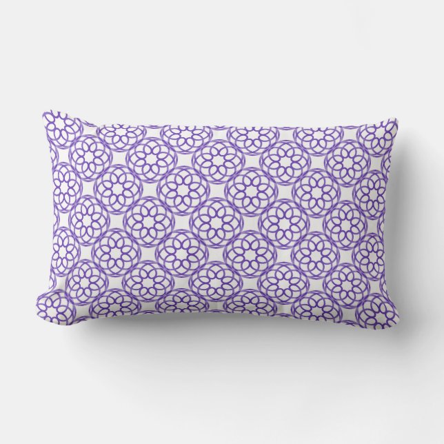 Purple White Geometric Seamless Pattern Lumbar Cushion (Front)