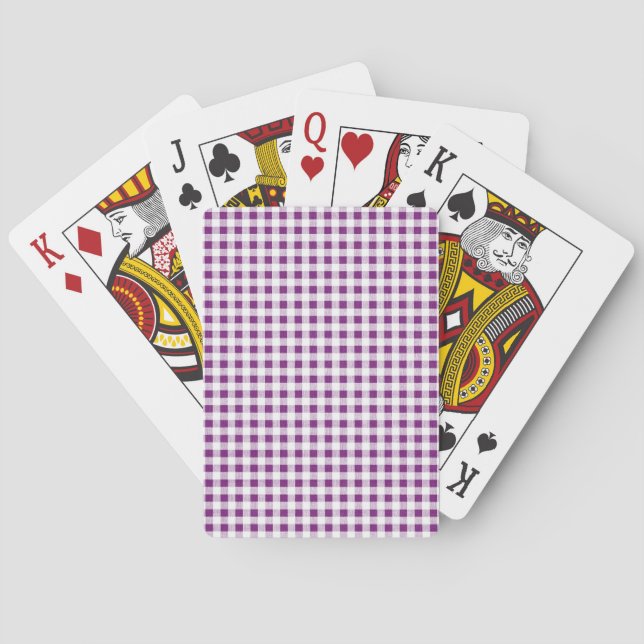 Purple White Gingham Pattern Playing Cards (Back)