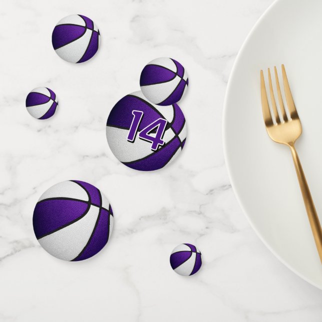 purple white girls basketball birthday party confetti (Group)
