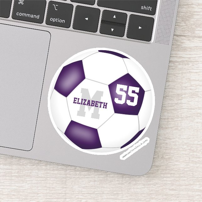 purple white girls' personalised soccer (Detail)