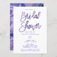 Purple White Gold Marble Chic Glam Bridal Shower