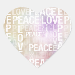 Purple White Gold Tie dye Peace Love           Heart Sticker