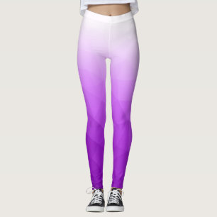 Purple White Gradient Geometric Mesh Pattern Leggings