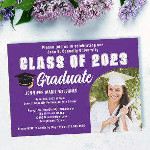 Purple White Graduate Photo 2026 Graduation Party Invitation